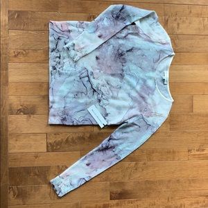 White + Warren Marble Printed Crewneck Sweater